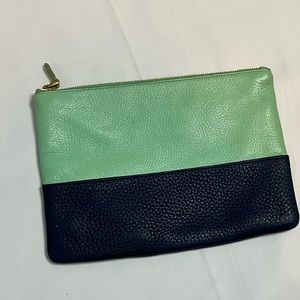 J.Crew teal and navy pouch